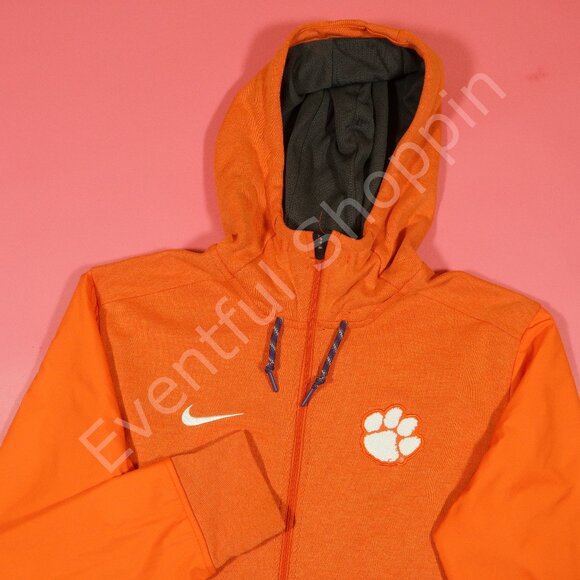 Nike Clemson Tigers Jacket Mens M Orange Hoodie Side Line Full Zip Football New - Picture 1 of 10